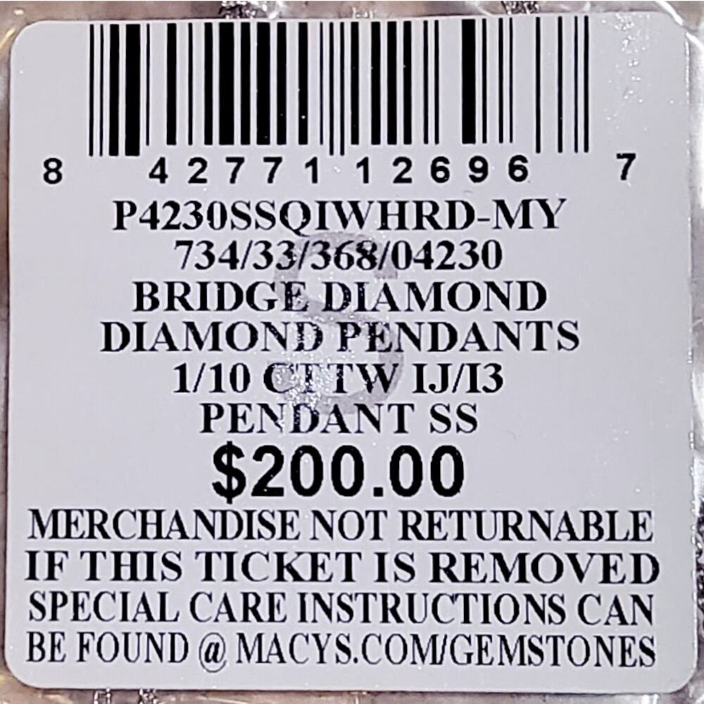 Diamond Cushion Cluster 18" Pendant Necklace (1/10 ct. t.w.) in Sterling Silver - Picture 5 of 5